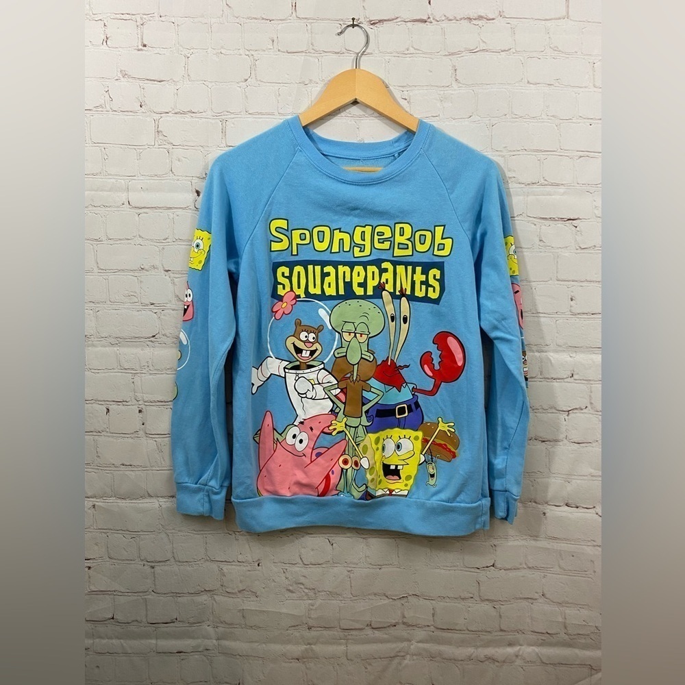 Nickelodeon SpongeBob And Friends Blue Pull Over Sweat Shirt Size Small